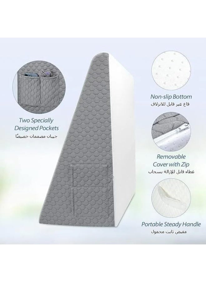 Sleep wedge pillow, adjustable height 8-12 inches bed wedge pillow, back support pillow, suitable for acid reflux, leg and neck pain, snoring problems, triangular pillow - cold memory cotton top - Image 2